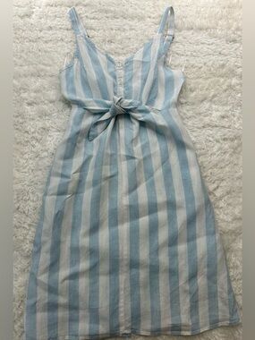 Saks Fifth Avenue Light Blue and White Striped Tie-Front Sundress